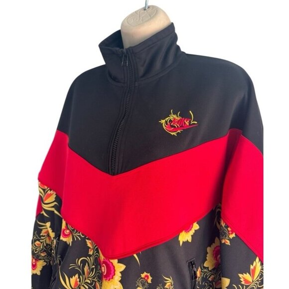 Nike Women’s Sz S Khohlama Russian Floral Pullover 1/4 Zip Windbreaker Jacket - Picture 2 of 10